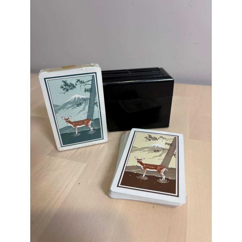 Vintage 1946 KEM Plastic Playing Cards Deer Fawn Double Deck 1 Sealed Tax Stamp